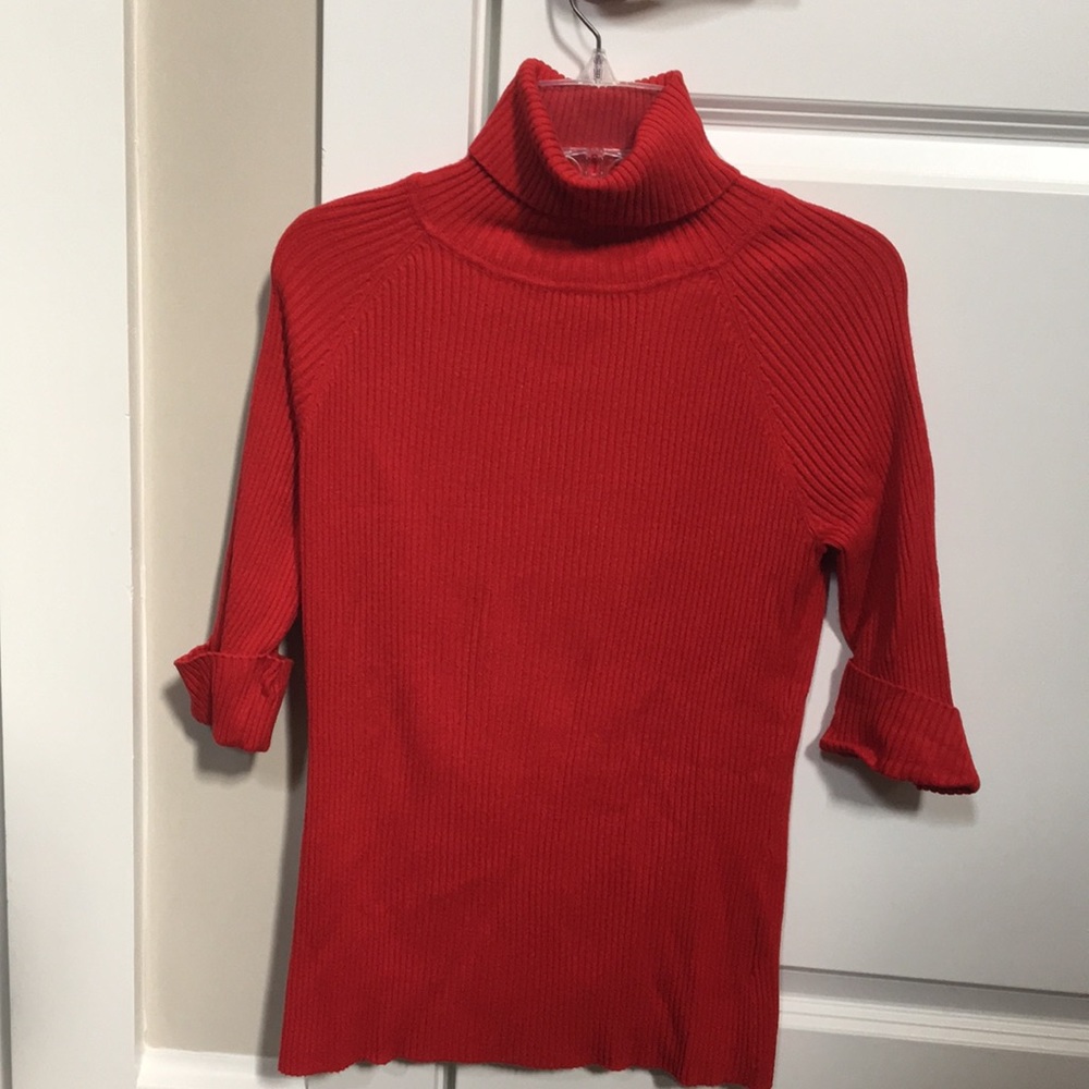 Grace Red 3/4 Sleeve Turtleneck